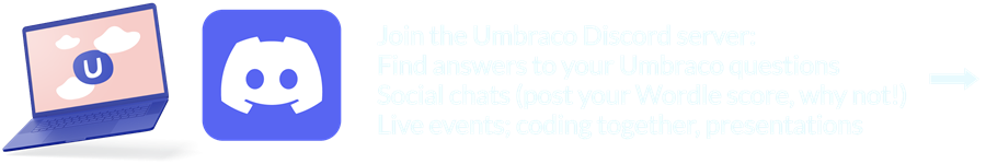 Banner that promotes the Umbraco Discord server