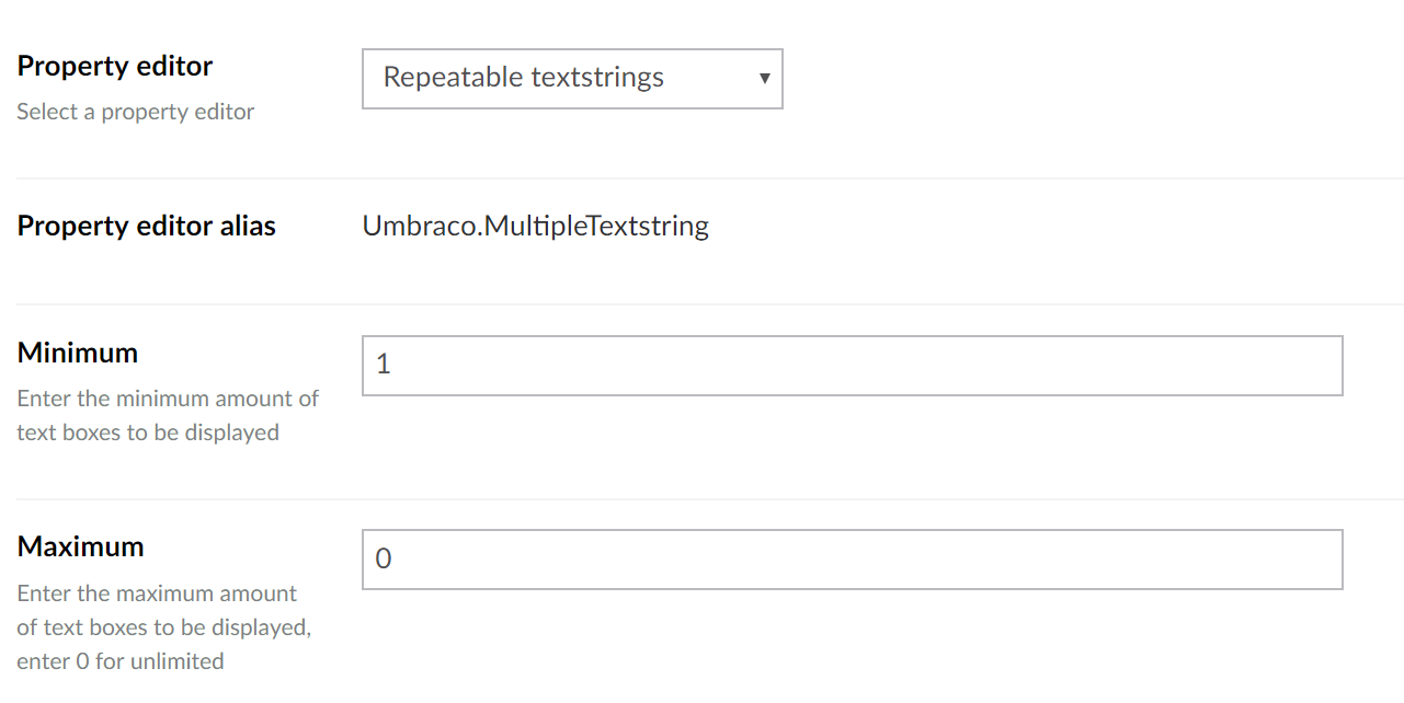 Repeatable textstrings Data Type Definition