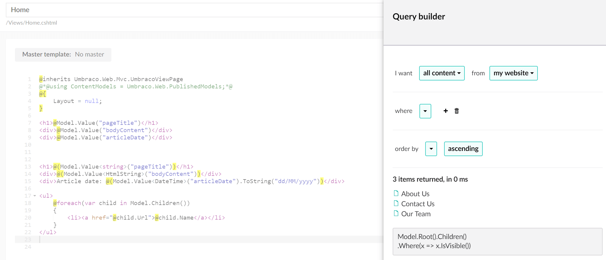 Query helper