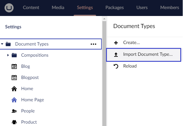 Importing a Document Type