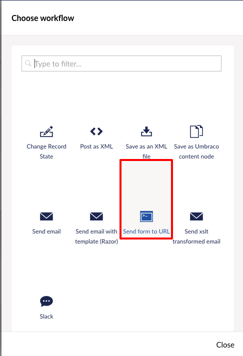 Umbraco Forms Send form to URL workflow