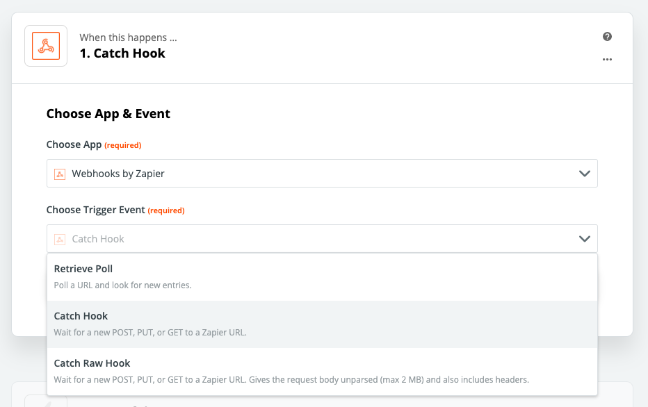 Zapier webhooks catch hook