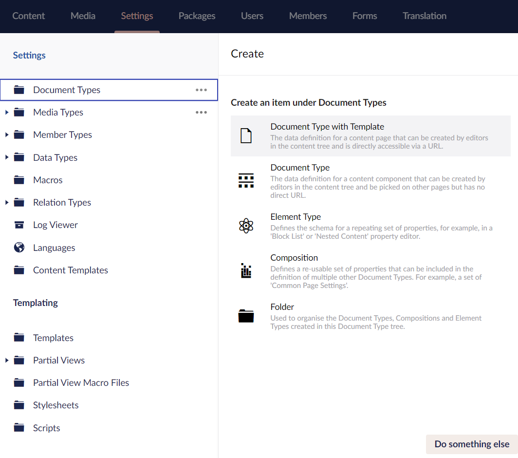 Creating a Document Type