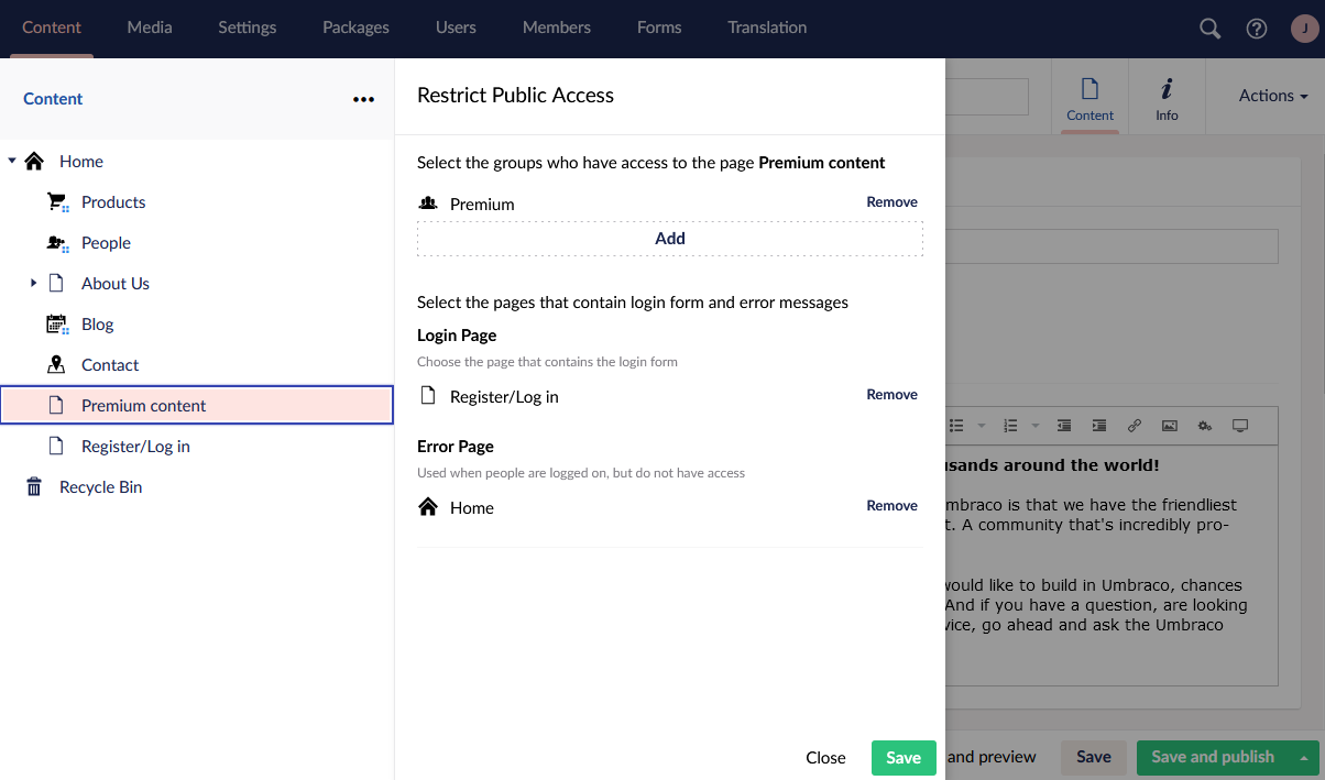 Restrict public access details