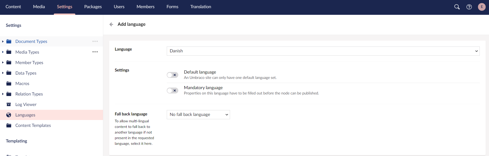 Adding the Danish language