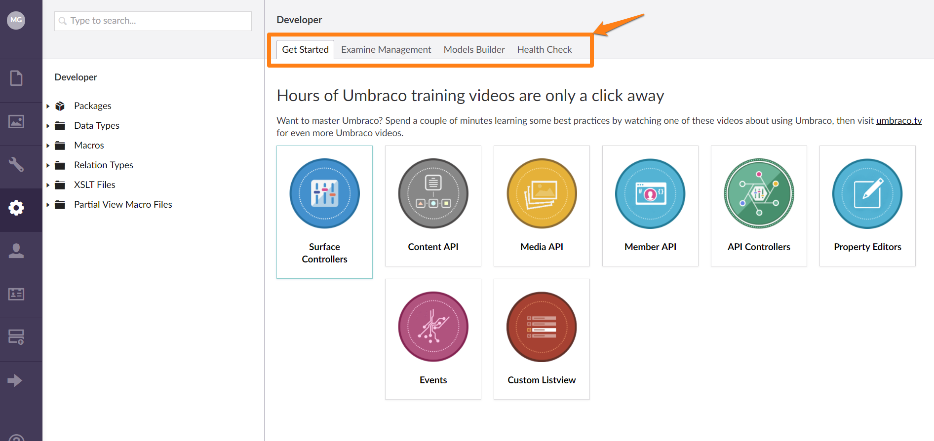 Developer Section Dashboards
