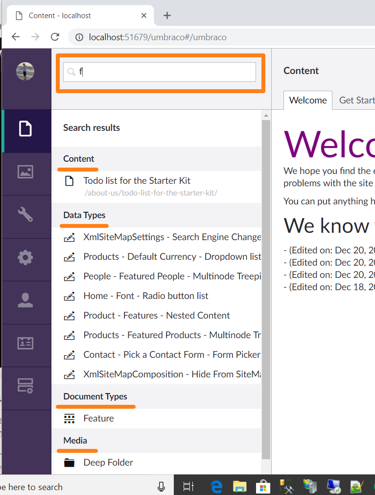 Content Section Dashboards