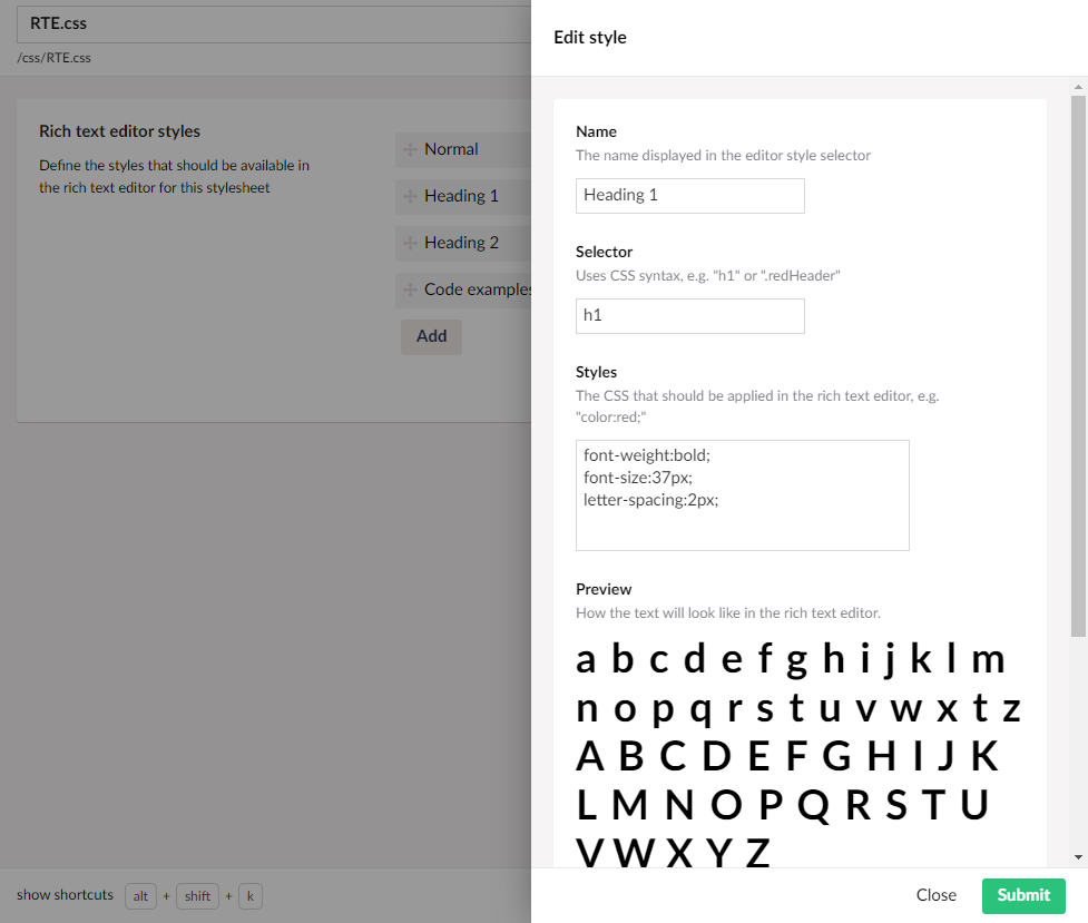Add specific RTE styles