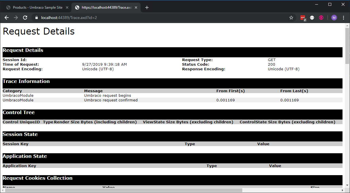 Trace Request Details