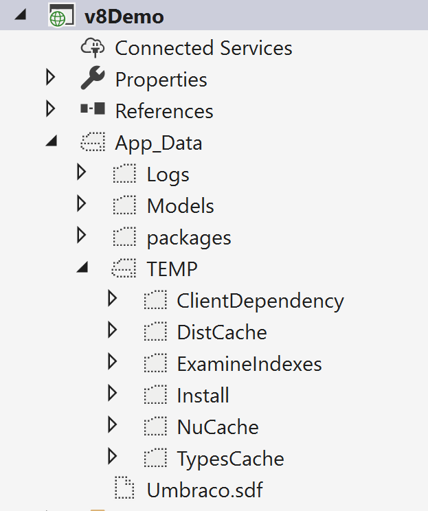Typical set of Umbraco Project Folders
