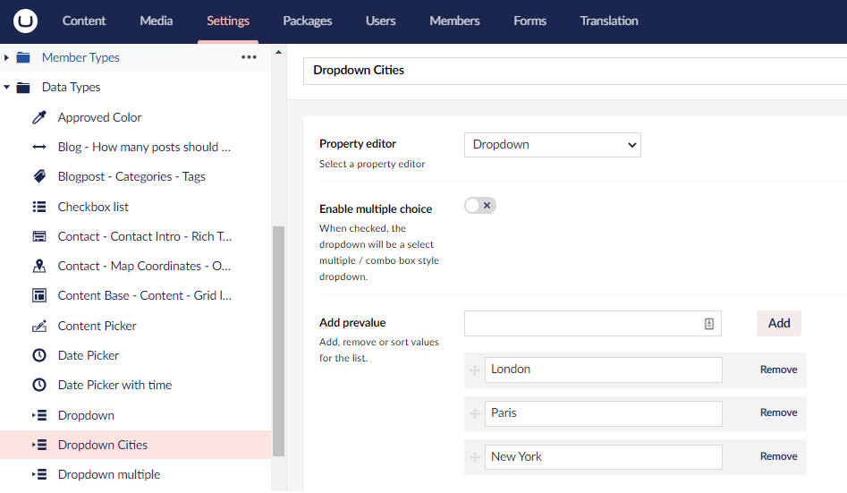 Dropdown List