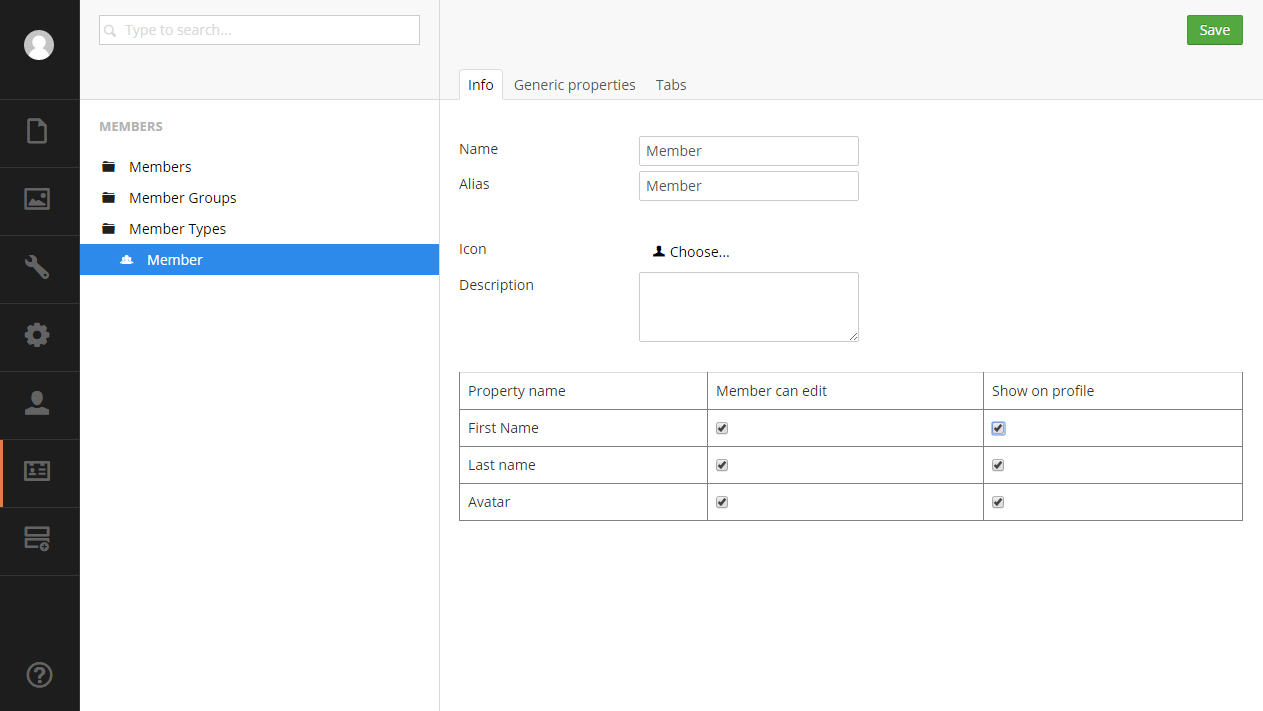 Members Info tab