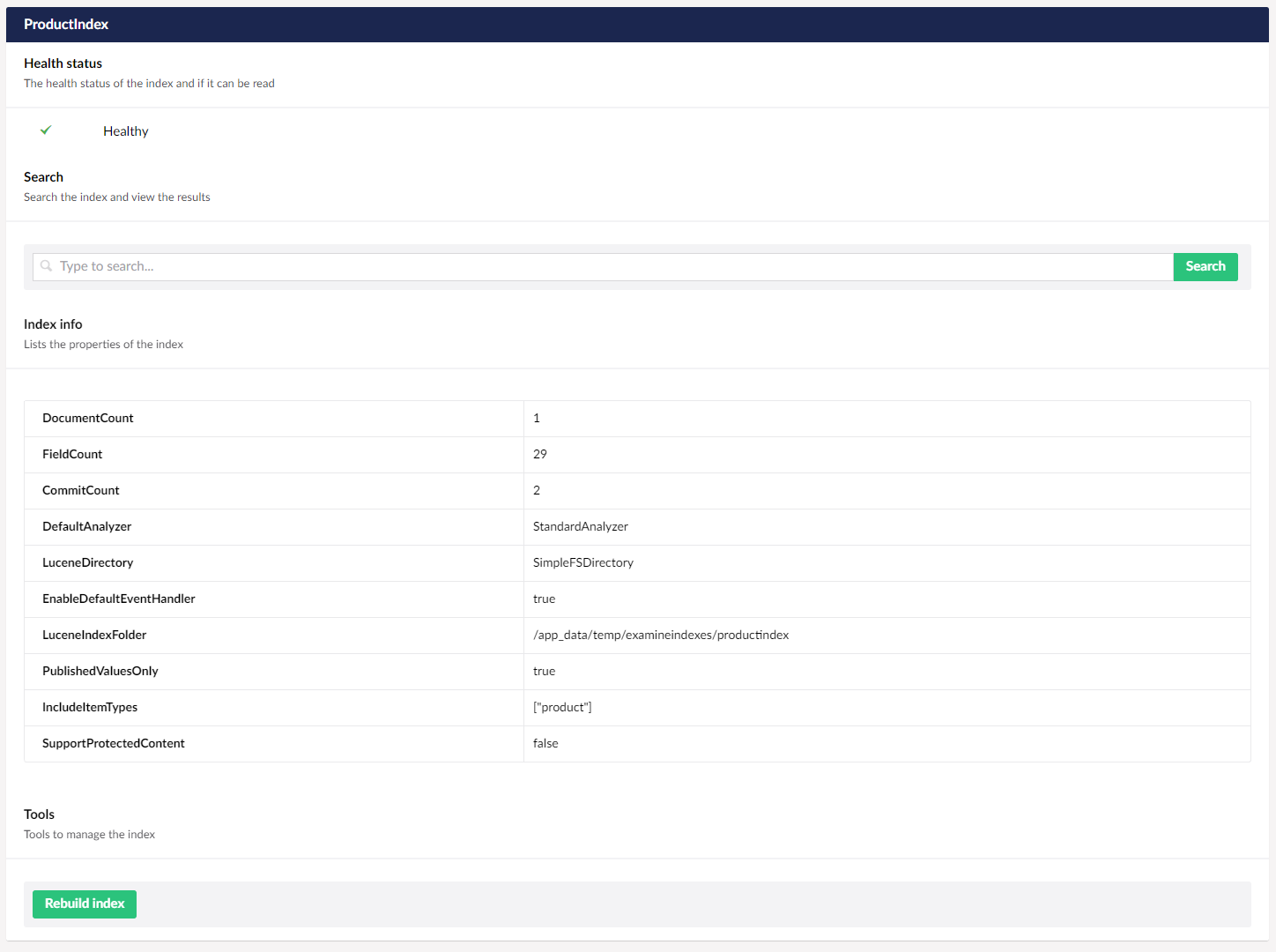 Custom product index