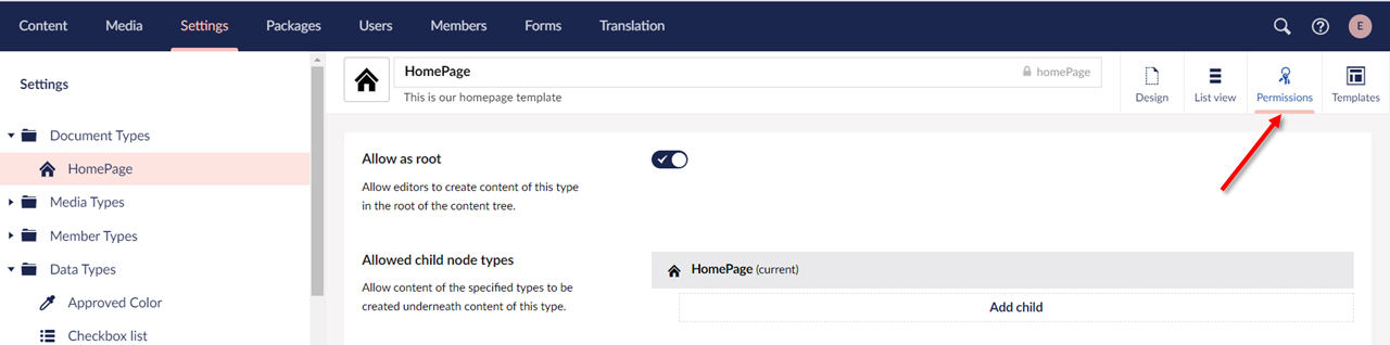 Allow Homepage Document Type As Root