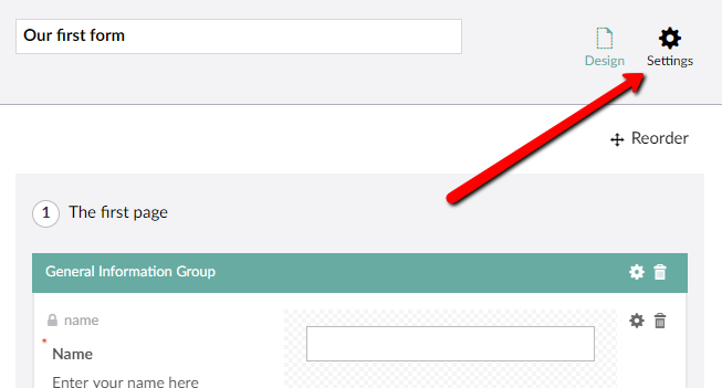 Form settings dialog