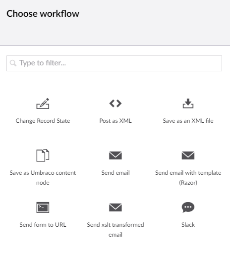 Workflow add modal