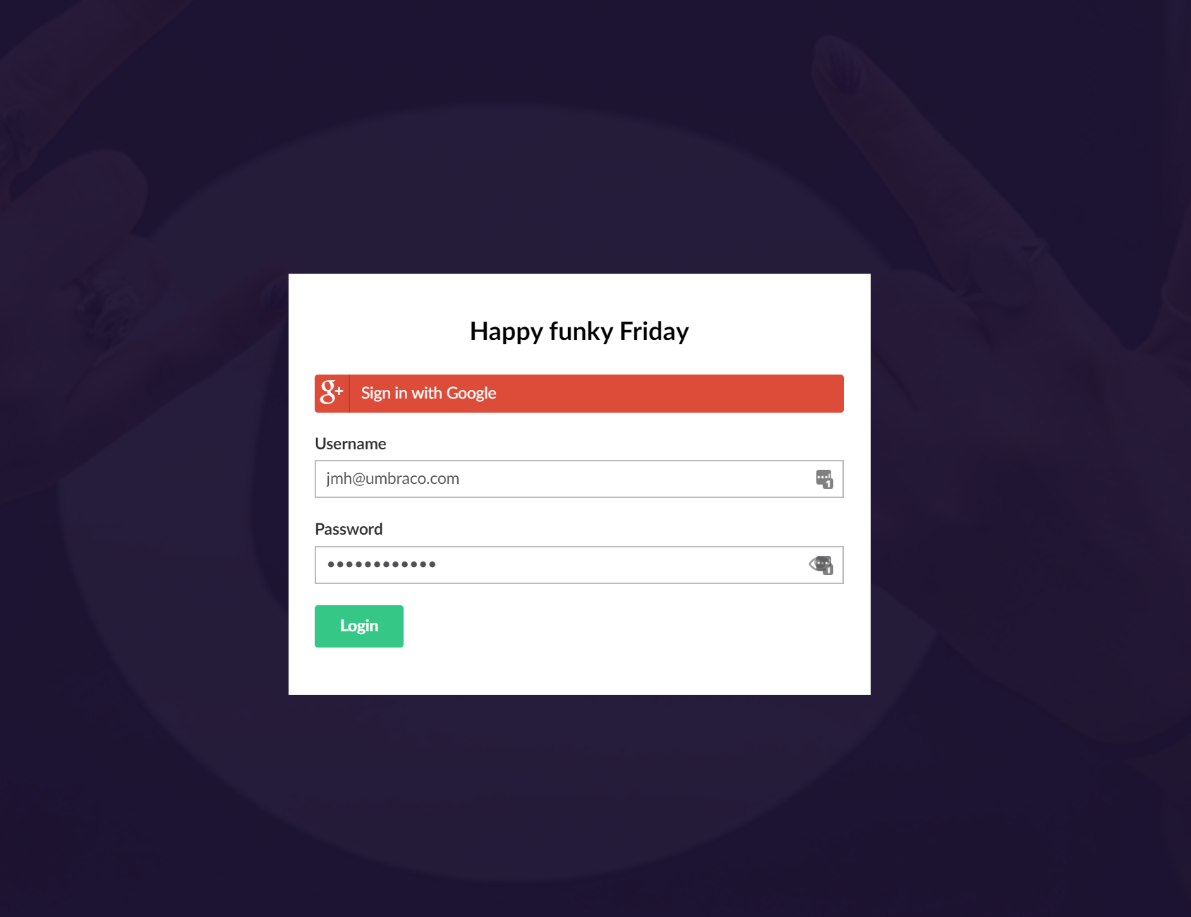 Google login screen