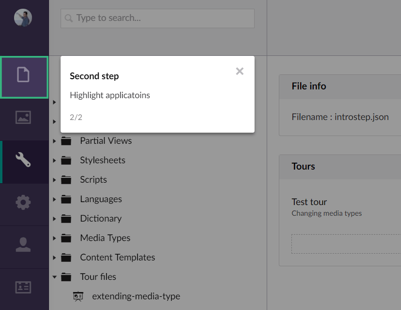 Step element example highlighting content section