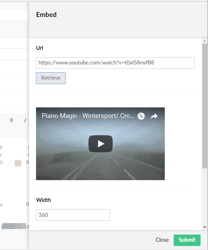 Embedding a music video from YouTube