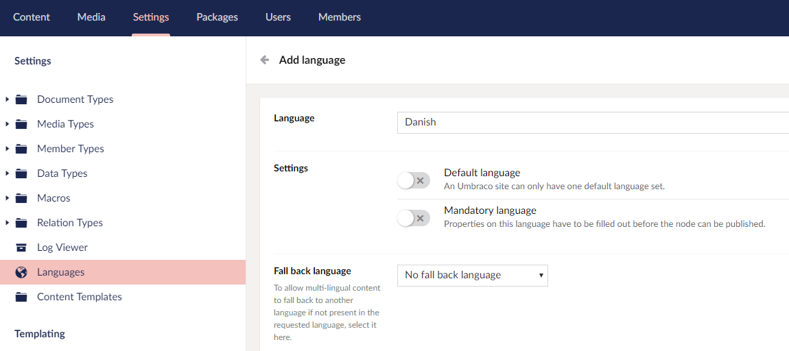 Adding the Danish language