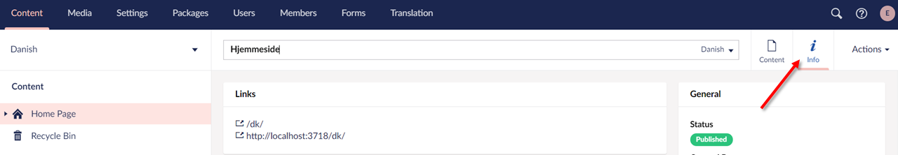 Viewing the Language Variant Link