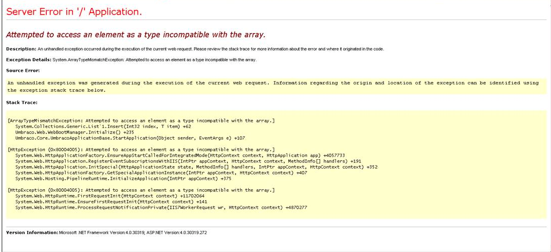 upgrade from 605 to 61 attempted to access an element as a type ...