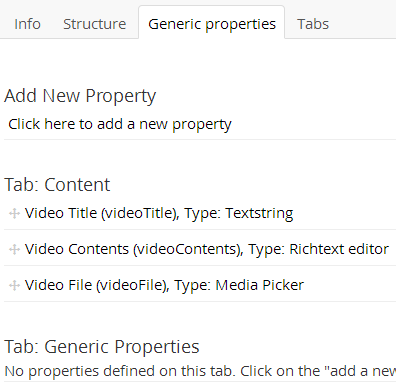 Video Document Type Generic Properties
