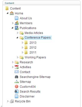 yearfolders in the Content Tree
