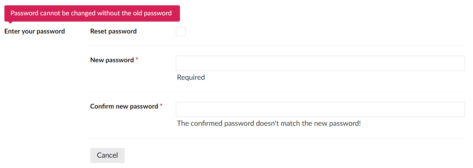 Change password form example