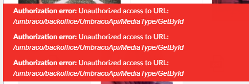 Authorisation error on Media section of Umbraco