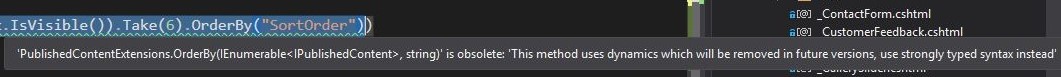 .OrderBy("SortOrder") obsolete