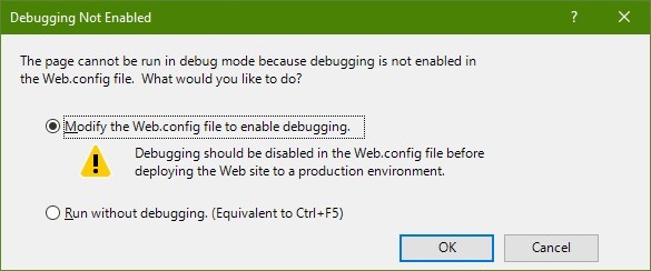 Debugging not enabled alert