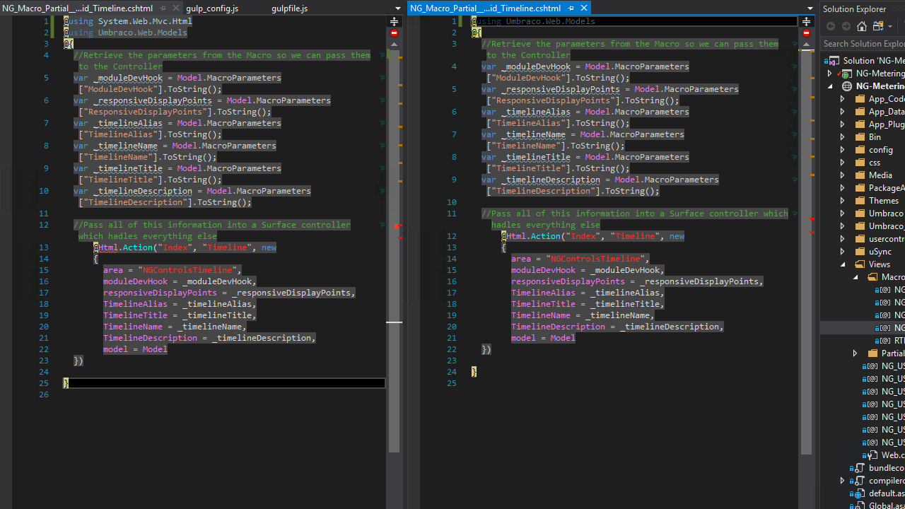 both versions of file side by side