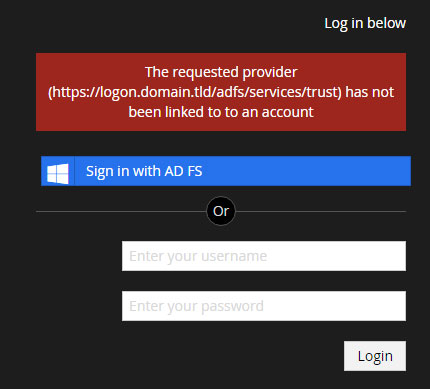 Login error after succesful authentication at the federation server.