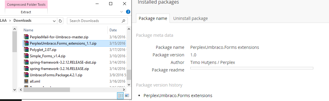 Forms Extension Installed Package