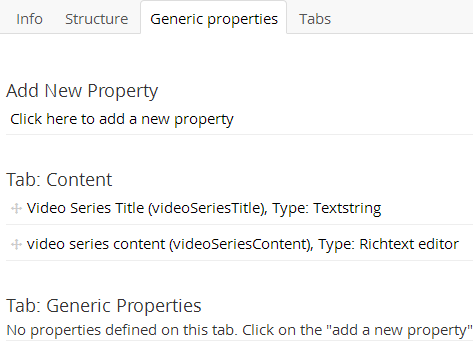Video Series Document Type Generic Properties