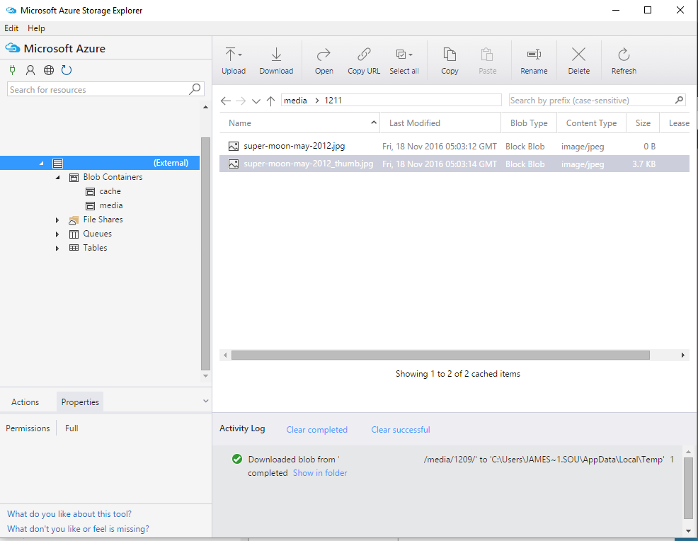 Azure blob storage - Note content length!