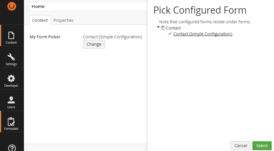 Formulate Form Picker