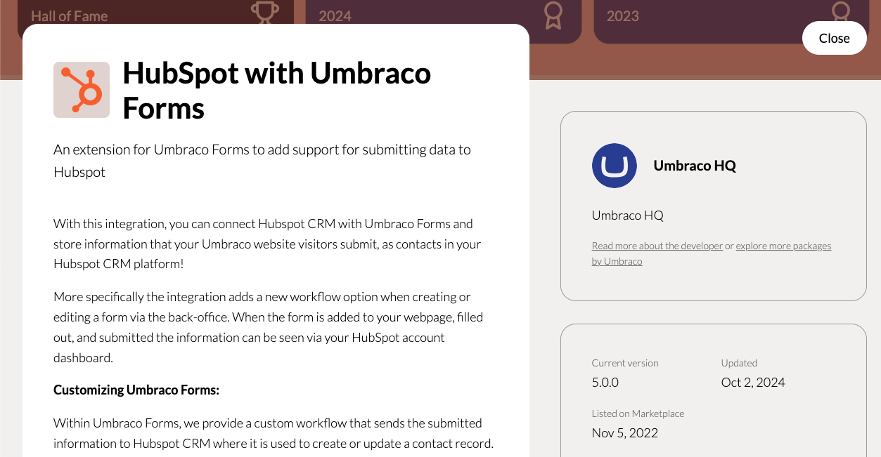 Hubspot with Umbraco Forms for V14 is live