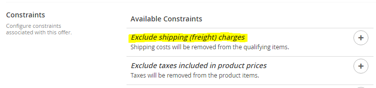 Exclude Shipping Constraint