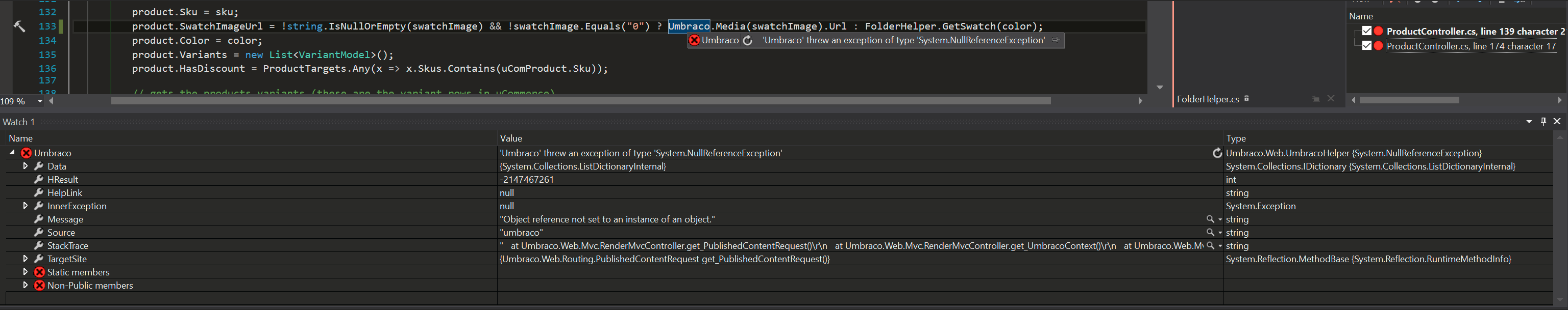 error as seen in visual studio