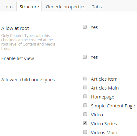 Videos Main Document Type Structure